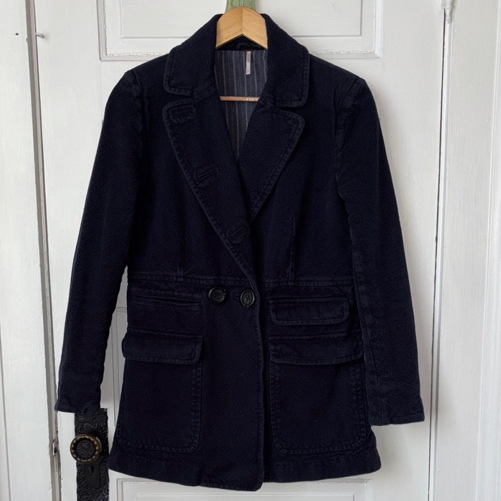 FREE PEOPLE NAVY BLUE PEA COAT